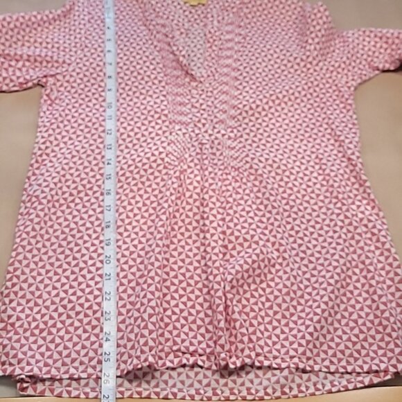 Roberta Roller Rabbit Size XS Brick Red & White Geometric Pattern Blouse - Picture 8 of 13